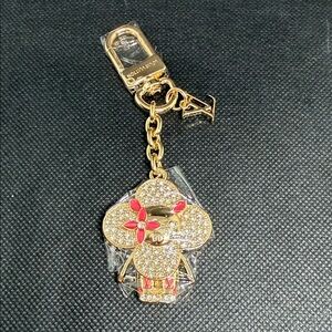 ✅ PRICE IS FIRM ✅ FASHION Gold Crystal Flower Keychain Charm - Pink Accent